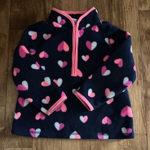 Baby Gap size 2T navy and pink heart fleece half zip pull over